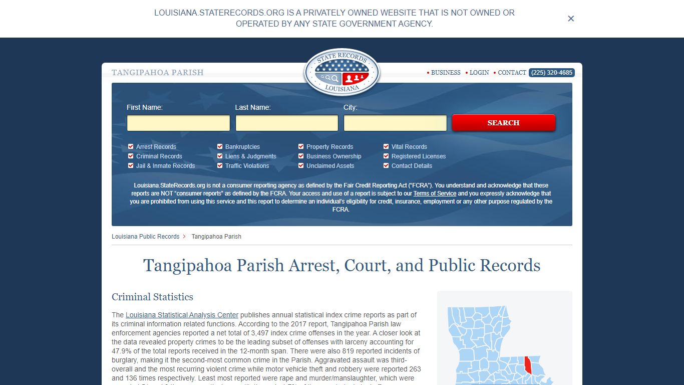 Tangipahoa Parish Arrest, Court, and Public Records