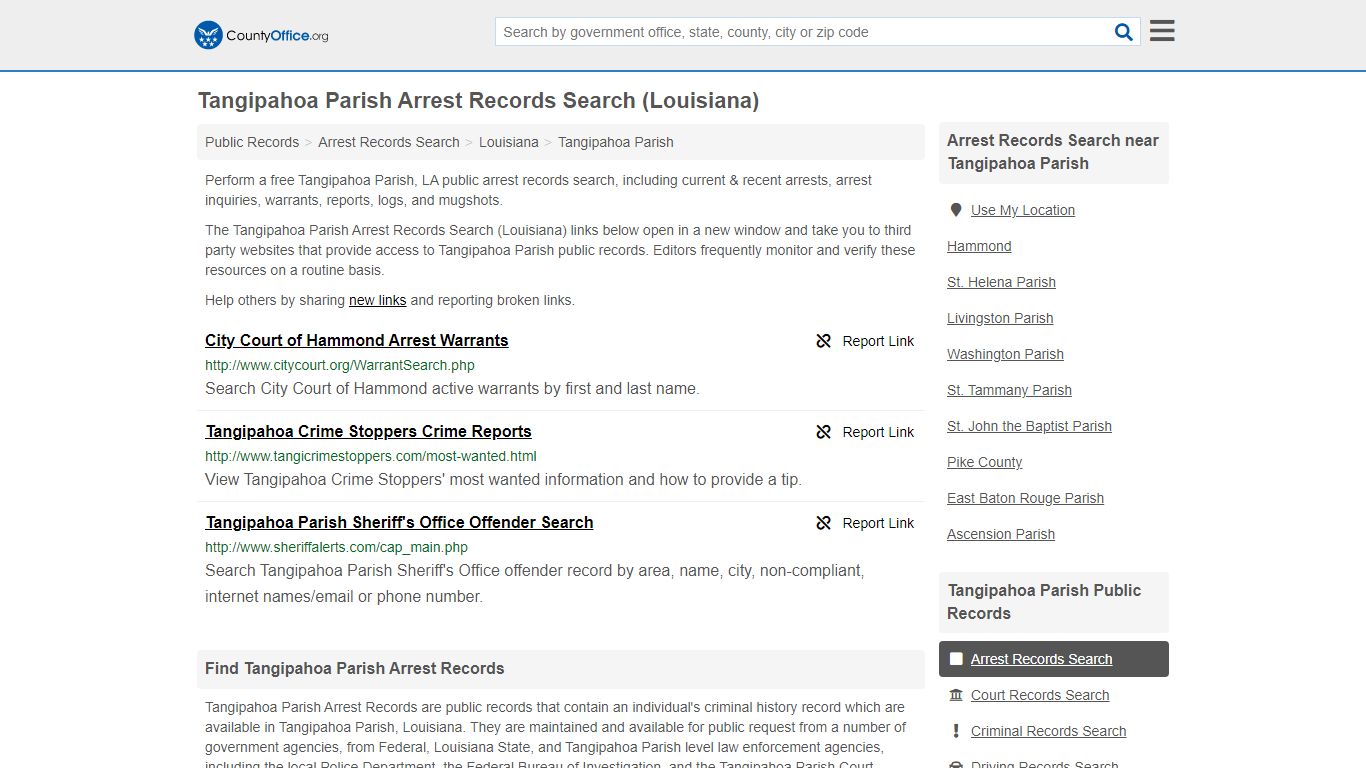 Arrest Records Search - Tangipahoa Parish, LA (Arrests ...